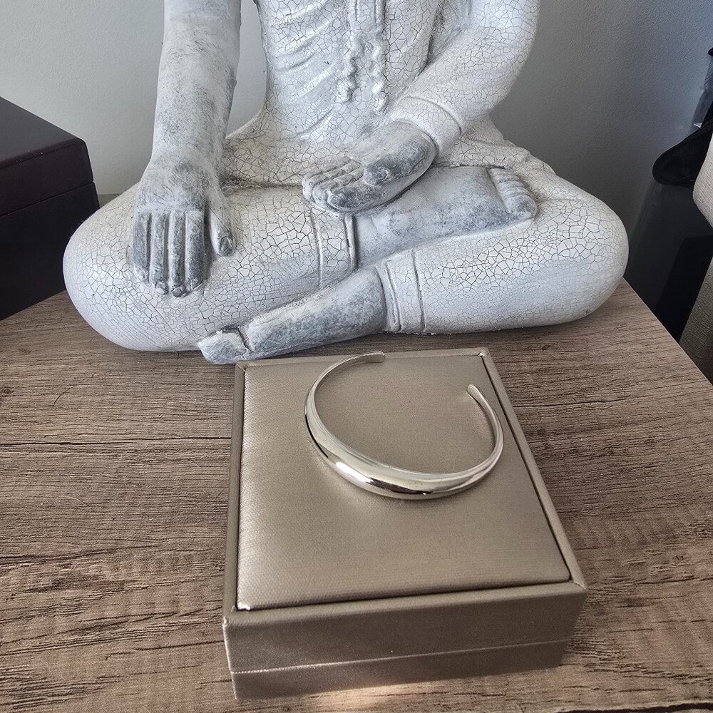 Shinola Silver Domed Cuff Bracelet 925 Sterling